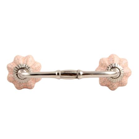 Baby Pink Crackle Ceramic Melon Bridge Handle